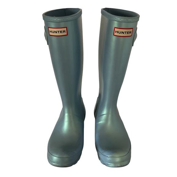 Hunter Original Kids Nebula Rain Boots Blue Iridescent Size 5B/6G (EU 37) - Picture 1 of 14